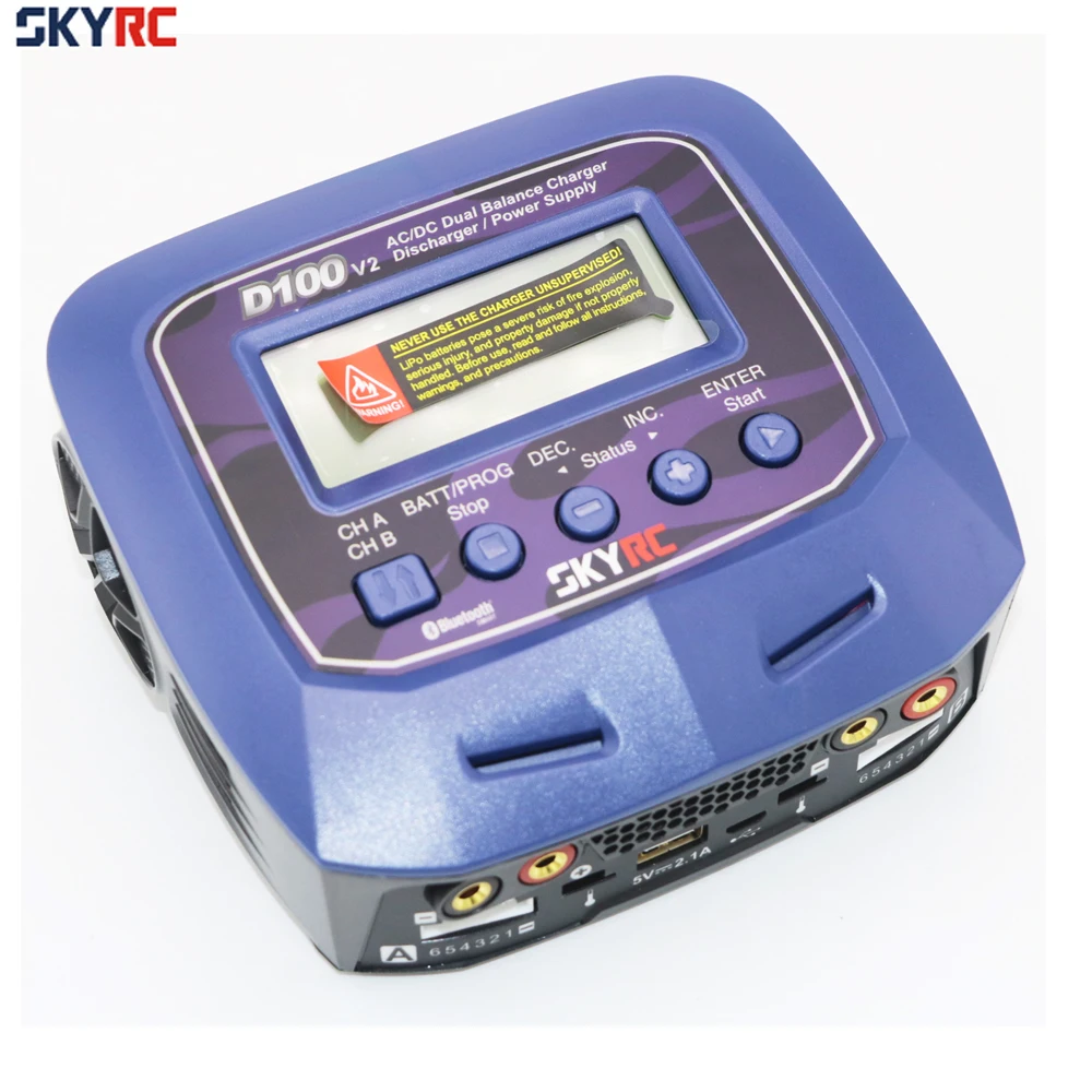 Skyrc D100 V2 Зарядное устройство двухканальный AC/DC LiPo 1 6s 2x100 Вт двойной с Bluetooth баланс