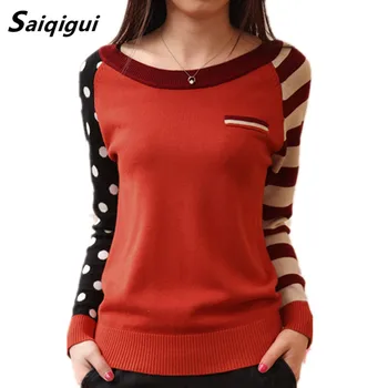 Saiqigui Candy Color New O Neck Autumn Women Sweater Long Sleeve Pullovers Knitting Casual Sweaters pull