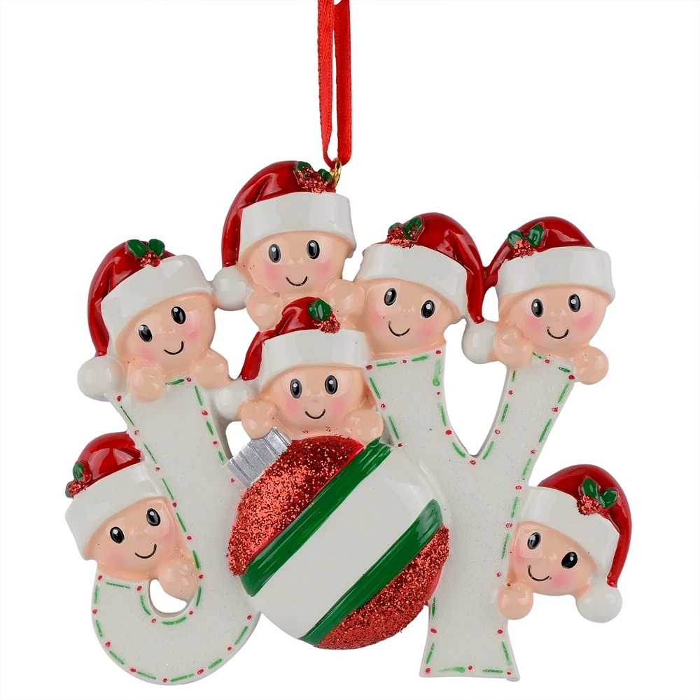 Joy Family Members of 7 Personalized Christmas Holiday Ornaments