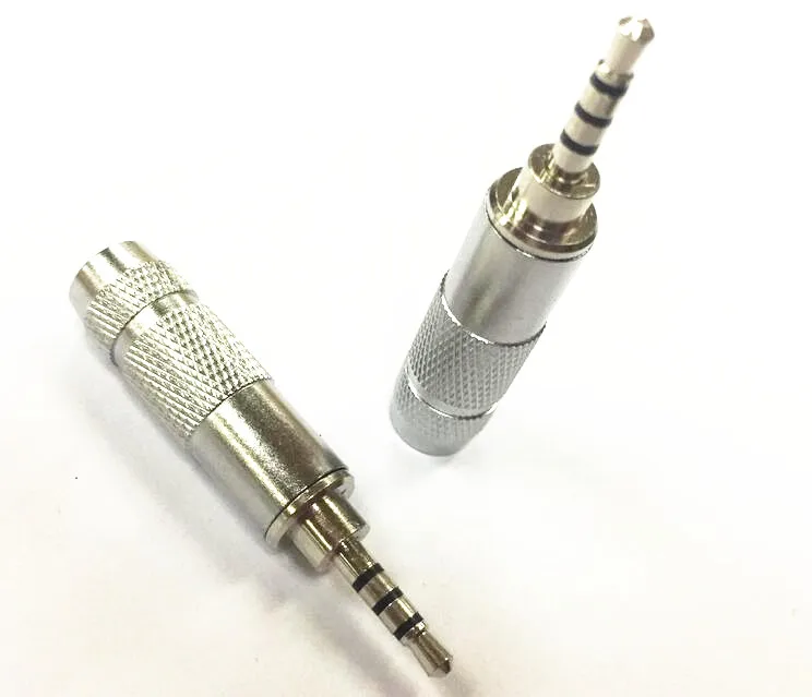 rhodium plated 3 5mm 4 Pole Male Plug DIY headphone adapter Straight Audio Connector solder for 6mm tail hole 50pcs