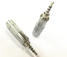 rhodium plated 3 5mm 4 Pole Male Plug DIY headphone adapter Straight Audio Connector solder for 6mm tail hole 50pcs