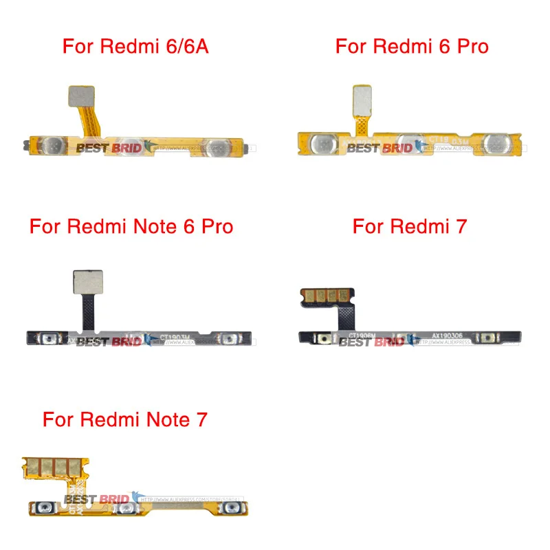 1 шт. Кнопка громкости питания гибкий кабель для Xiaomi Redmi 4A 5A 6A 6 7 Pro Note 3g 4X5 6 Pro 7 вверх вниз боковой переключатель ключа