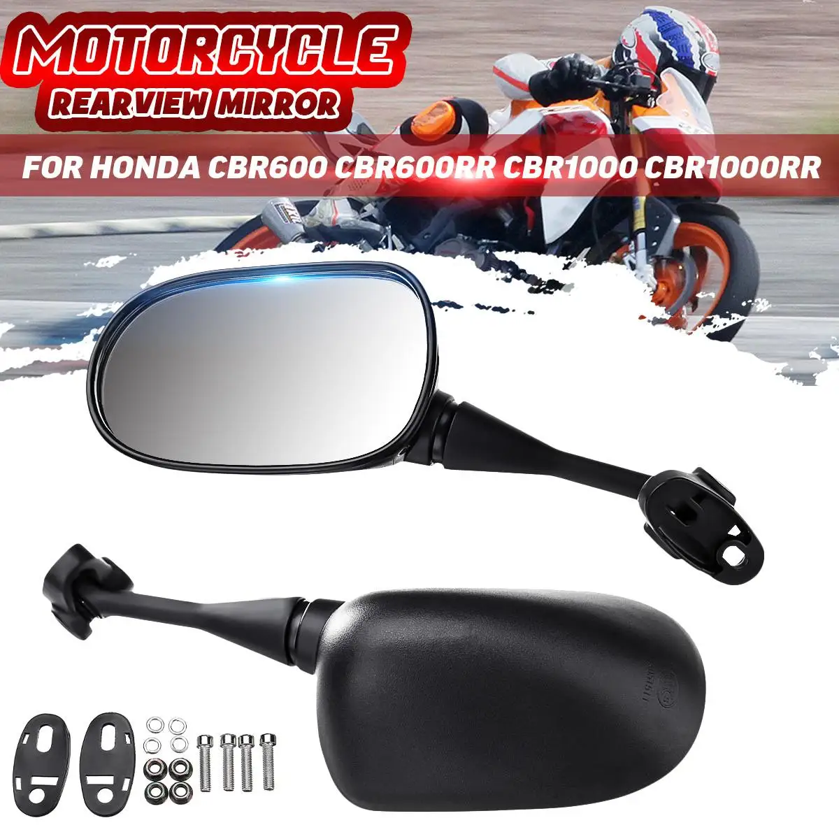 2X 18mm Motorcycle Rearview Rear View Mirrors Glass Back Side Mirror Right Left For Honda CBR600 CBR600RR CBR1000 CBR1000RR