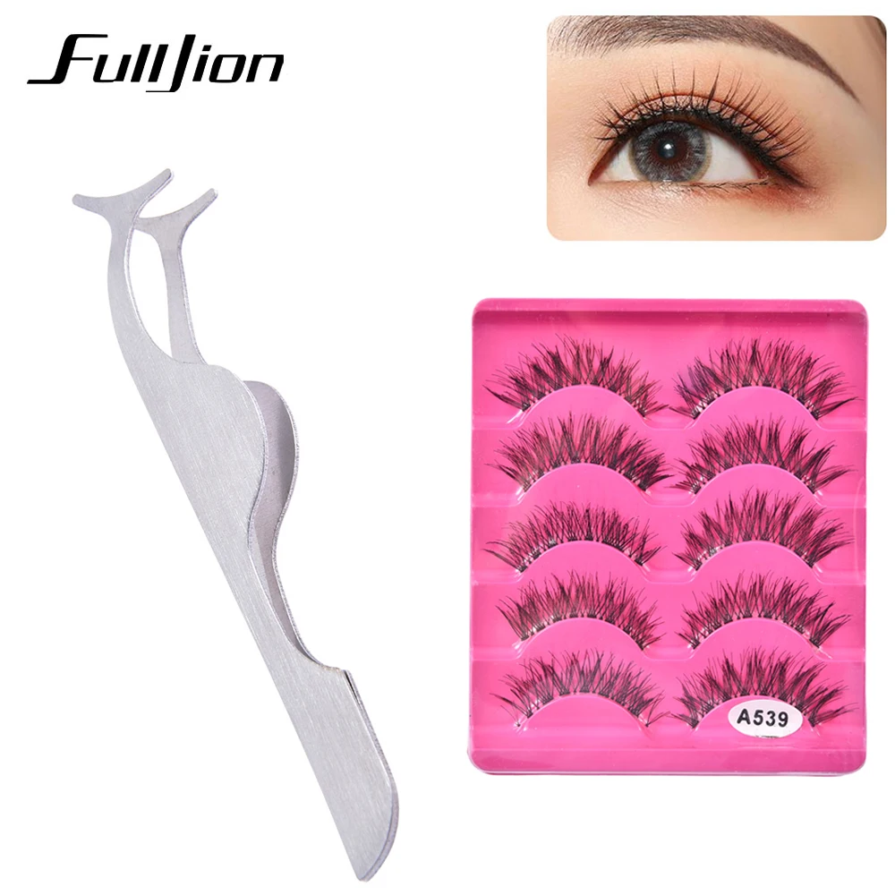 Fulljion 5Pair False Eyelashes Thick Natural Long Fake Eyelash With