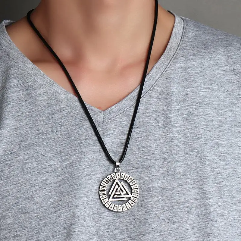 Для мужчин S скандинавской Valknut Викинг Рунический кулон Цепочки и ожерелья Nordic