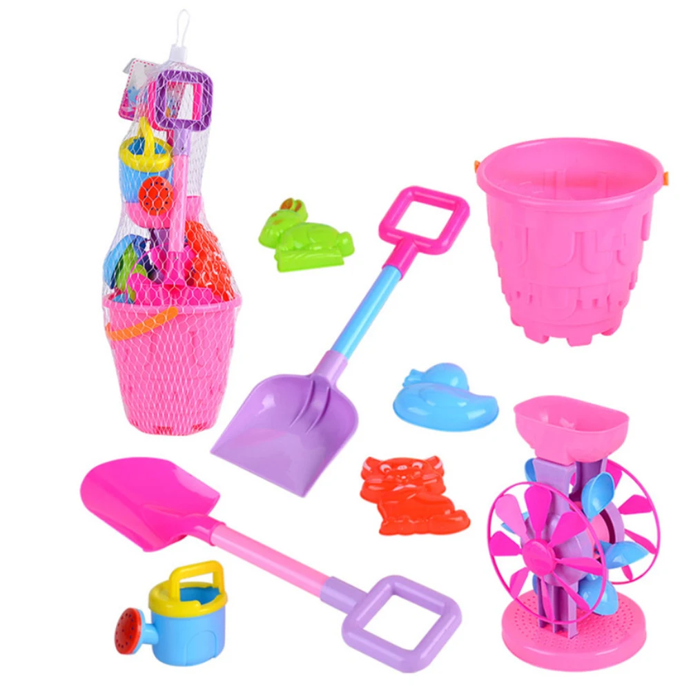  8pcs Baby Plastic Shovel Bucket Shovels Rake Hourglass Bucket Beach Toy Set Children Outdoor Beach 