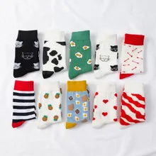 PEONFLY/Новинка года; женские носки; сезон осень-зима; забавные носки в Корейском стиле с принтом «яйцо» и «ананас»; Sokken; новые удобные носки из хлопка