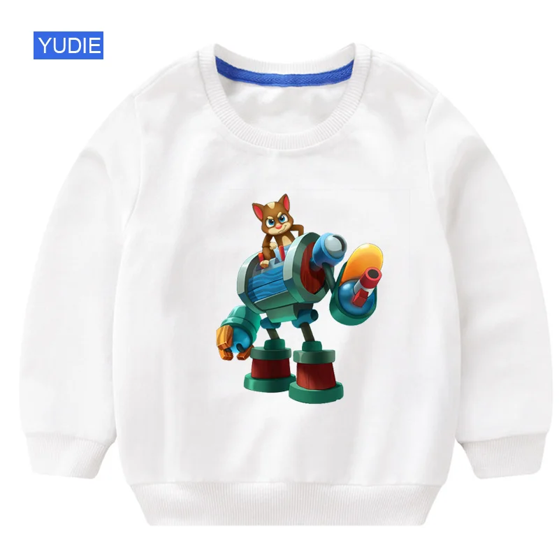 

Best Sellers Girls Casual Autumn Cartoon Sweatshirt Long Sleeve 3T-8T Can speak Cat Game Printed Tracksuit Outerwear Sweatshirt