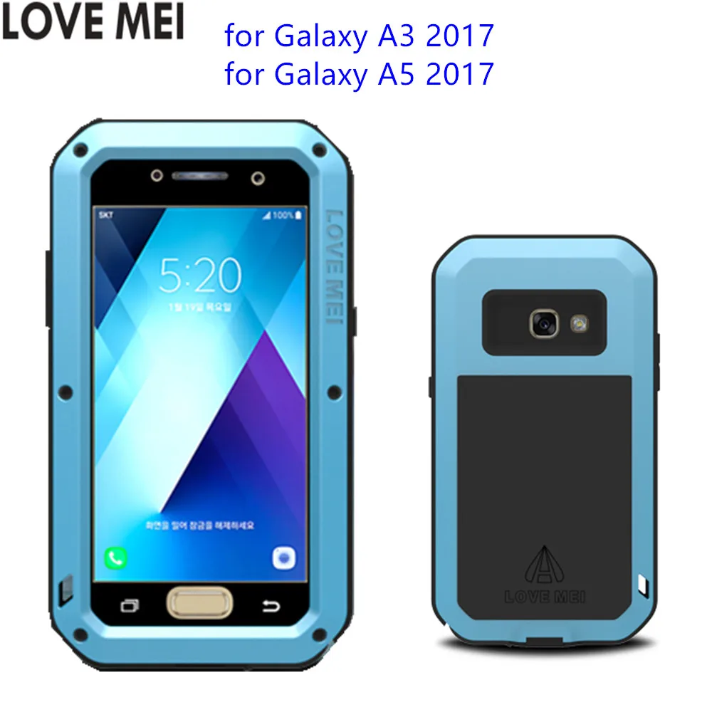 for Samsung Galaxy A5 2017 A520 Case LOVE MEI Shock Dirt Proof Water Resistant Metal Armor Cover Phone A3 A320 |