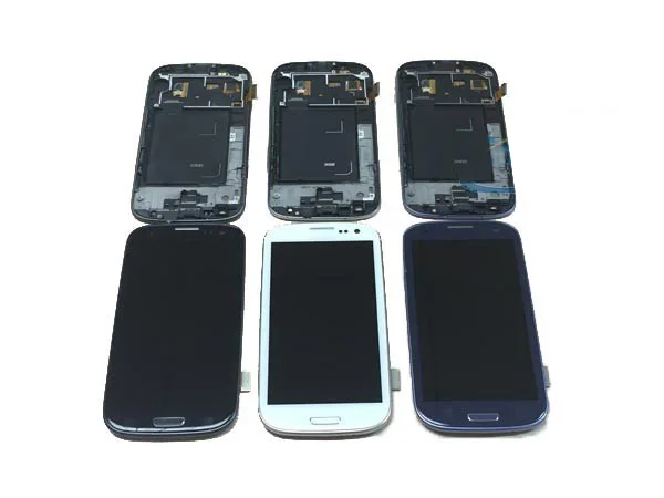Для Samsung Galaxy S3 i9300 i535 I9300 ЖК экран + сенсорный дигитайзер с рамкой синий белый