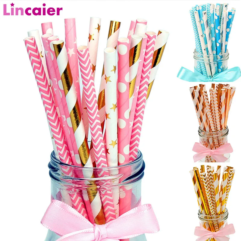 25pcs Paper Drinking Straws Graduation Party Decoration Just Married Babyshower Boy Girl 21st 30th 40th 50th 60th Birthday