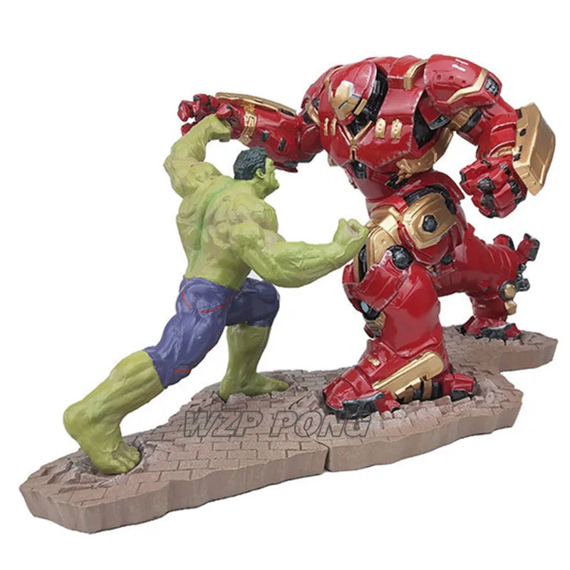 

26CM Avengers Iron Man MK44 Hulkbuster Vs Hulk Battle Stance Resin 1:10 Full-length Statue Collection Action Figure Toys