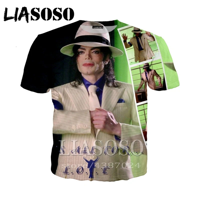 LIASOSO, модная футболка, 3D, Мужская/wo, Майкл Джексон, Забавный принт,, уличная футболка, Harajuku, футболки, аниме, короткий рукав, E29 - Цвет: 14