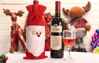 

Free Shipping+Wholesale Red Christmas Ornament Mechanical Santa Claus Gift Bags Wine Bottle Clothes,300pcs/lot