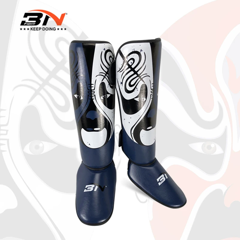 

Chinese Opera Facial Makeup Boxing Shin Guards PU Ankle Protector MMA Muay Thai Kickbox Training Leg Warmers Sparring Shin Pads