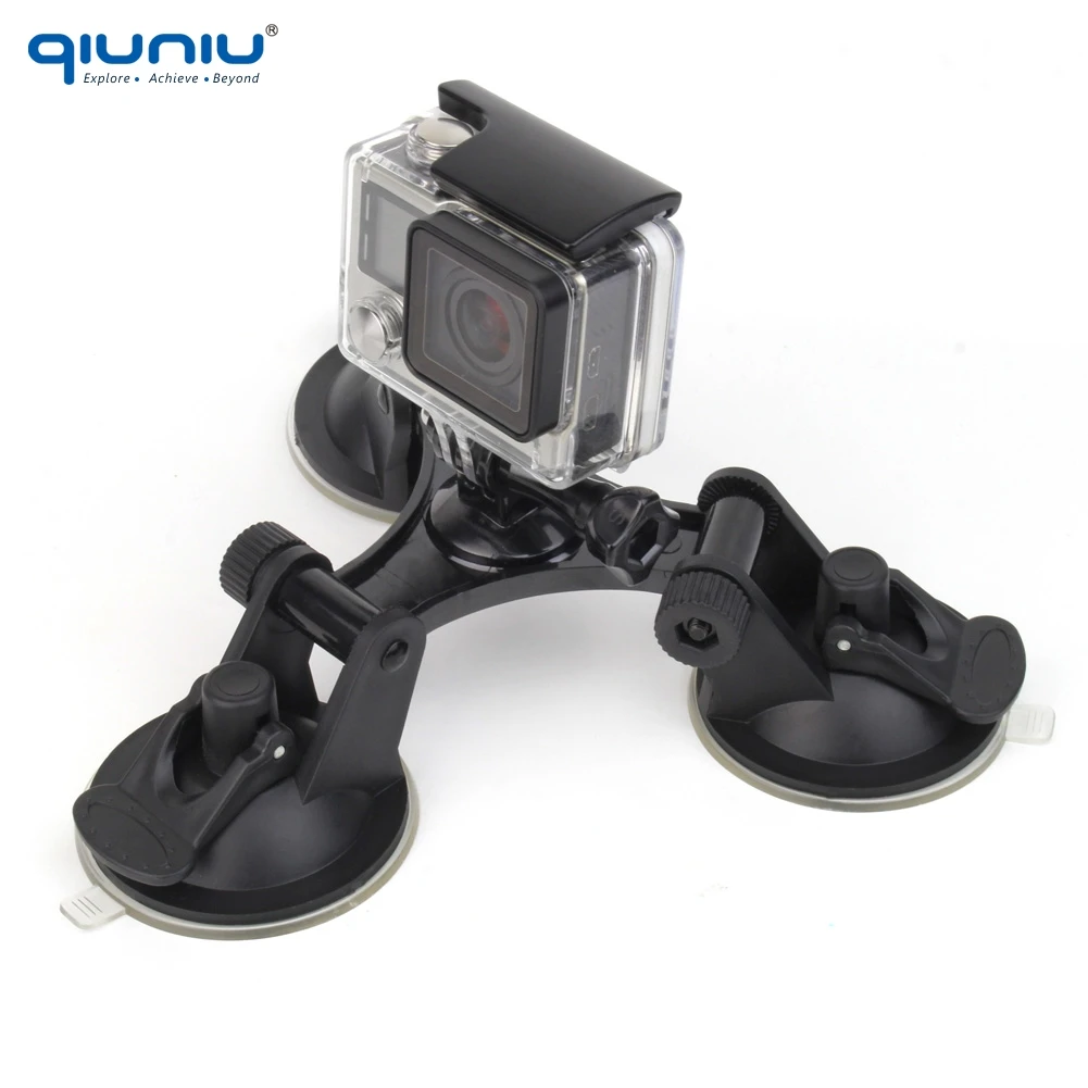 QINNIU тройной вакуум 3 Feets присоска держатель для GoPro Hero 7 6 5 4 3 для SJCAM для Xiaomi YI для Go Pro аксессуар