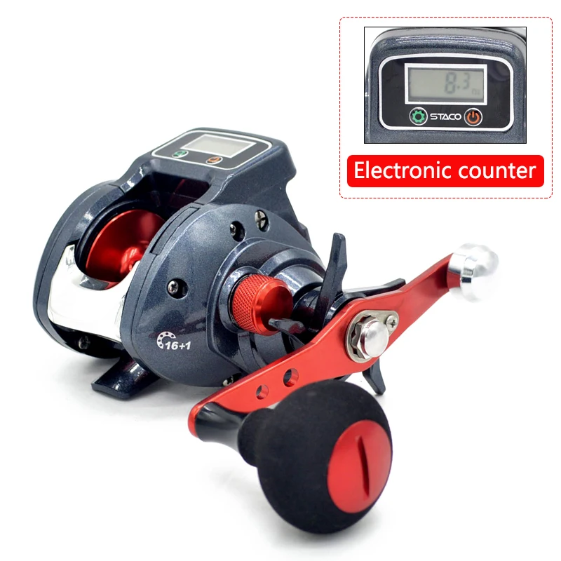 

Baitcasting Fishing Reel With Line Counter 6.3:1 Gear Ratio 16+1 Bearings Low Profile Baitcaster Reel