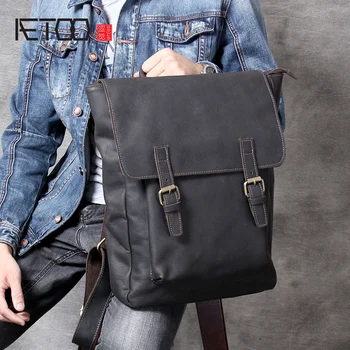 

AETOO Vintage Casual head cowhide Shoulder Pack College Style classic backpack handmade male and female leather backpack