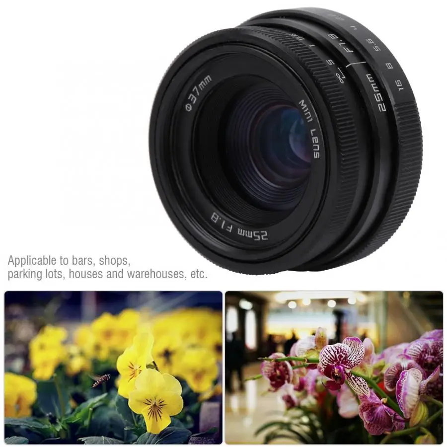 Lente para celular 25 мм F1.8 Мини CCTV C Mount широкоугольный объектив для sony Nikon Canon DSLR lentille для освещения под светильник