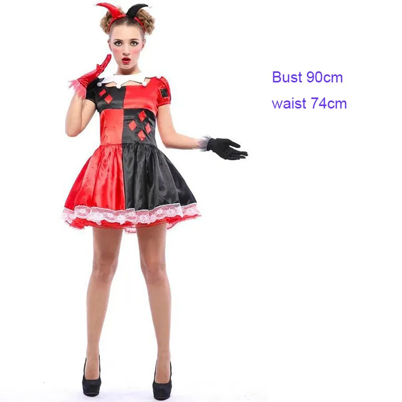 Сексуальное платье для косплея клоуна, женское платье в красную и черную клетку, цирковое платье клоуна, костюм Джокера, костюм на Хэллоуин для взрослых - Цвет: Clown dress 2