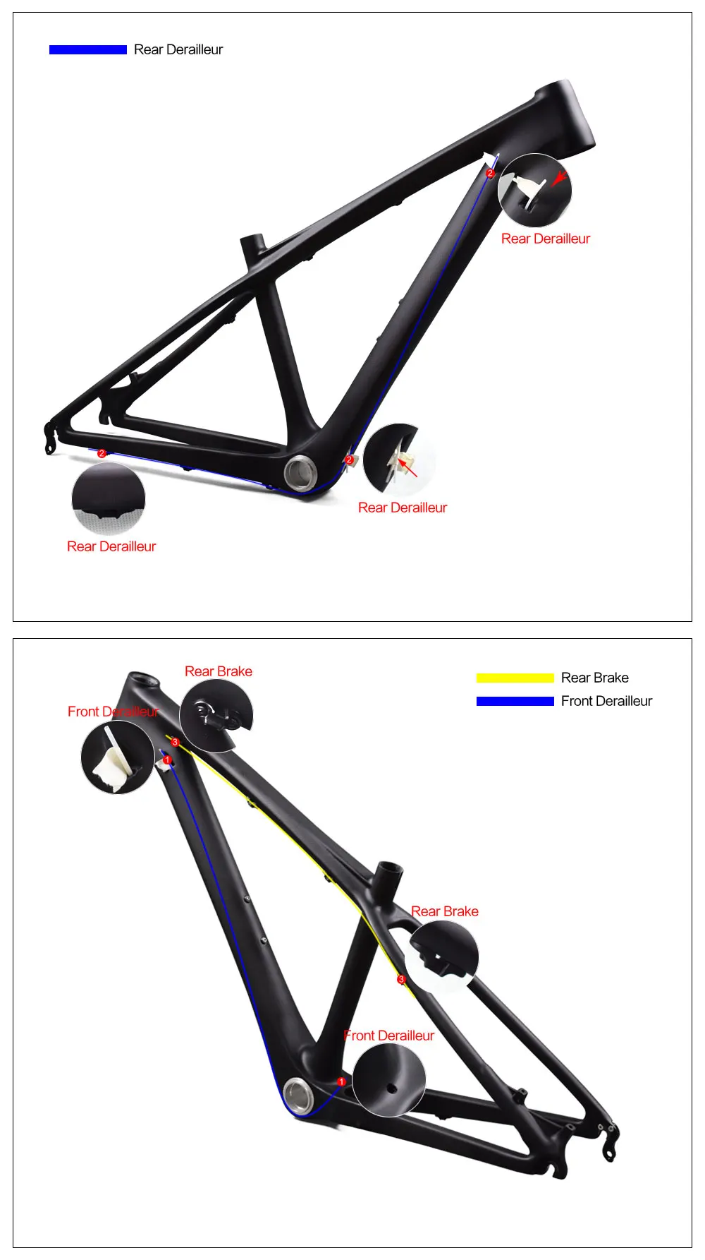 Excellent Airwolf carbon frames 26 14inch BB92 carbon frame 3K weave fit for 31.6mm seatpost carbon mtb frame 26er 18