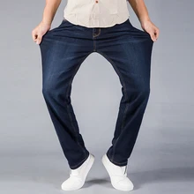 Мужские Стрейчевые джинсы средней плотности, повседневные свободные брюки для отдыха, брюки размера плюс 42 44