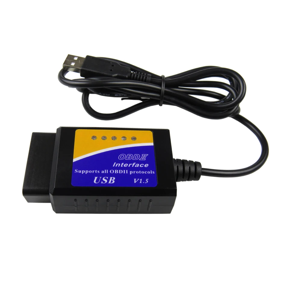 ELM327 USB V1.5 OBD2 автоматический диагностический сканер ELM 327 USB интерфейсный адаптер поддерживает все OBD-II протоколы автомобильный диагностический инструмент