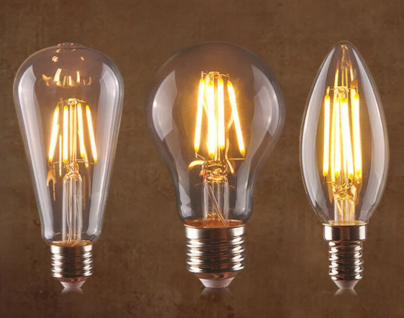

220V E27 E14 Vintage Candle Light LED Edison Filament Bulb Light Retro Vintage Screw Globe Lamp 2/4/6W COB Home Decor Lighting