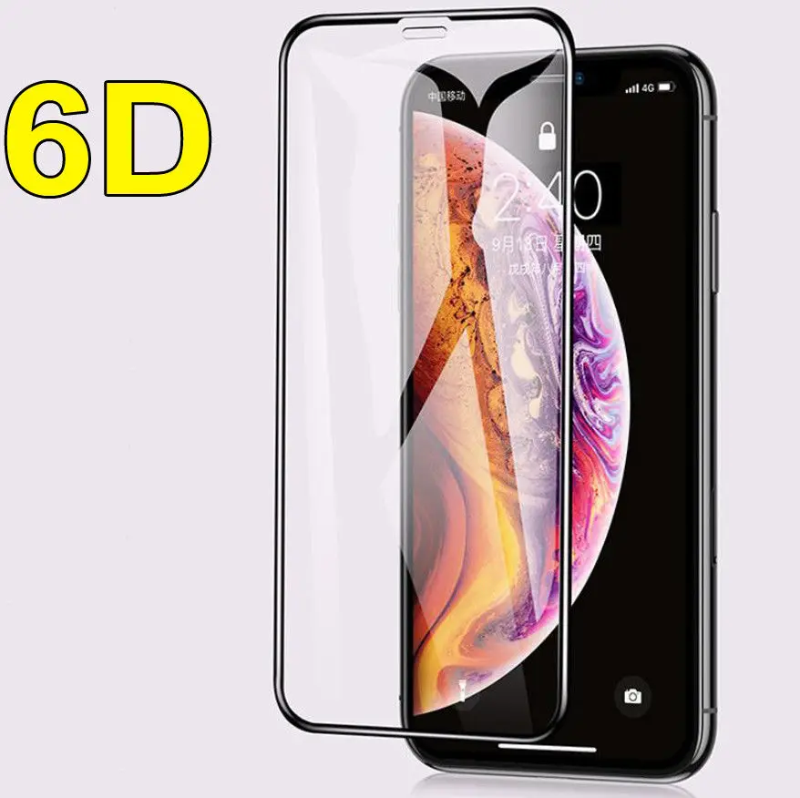 6D Curved Edge Tempered Glass For iPhone XS MAX XR 8 7 6S 6 Plus Toughened Screen Protector For