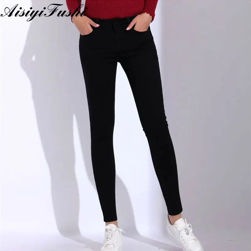 Capris Negro Jeans Para Mujer Alta Cintura Senoras Pantalones De
