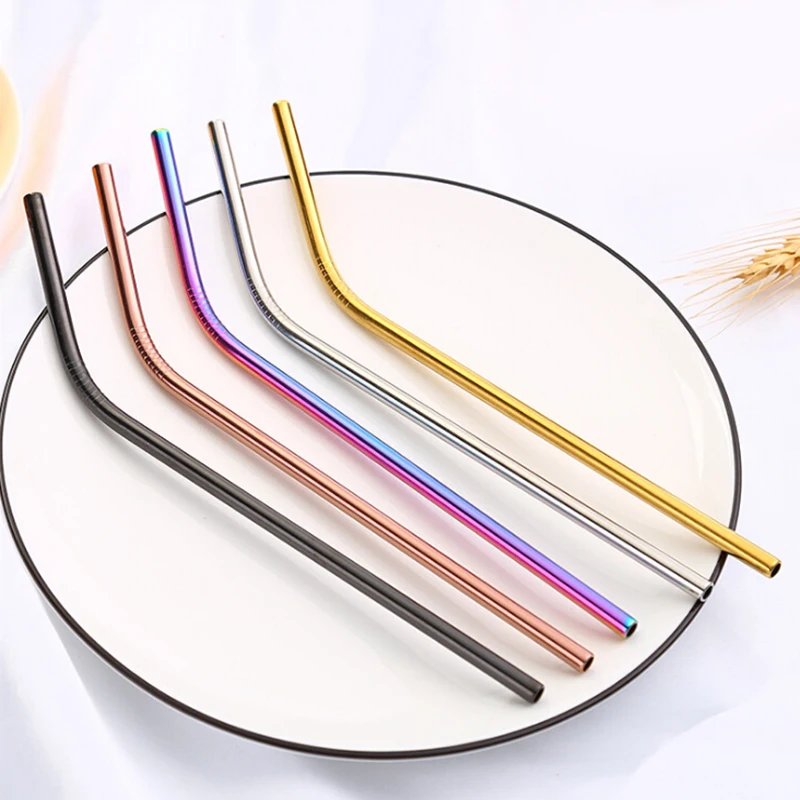 Bendy Stainless Steel Straw Reusable Metal Drinking Straw With Cleaner
