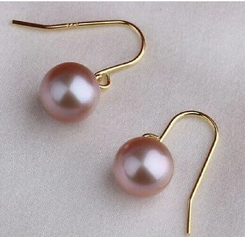 

ry00881 genuine pair OF AAA++ 10-11mm south sea lavender pearl earring 14k