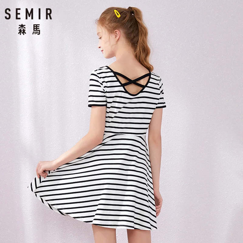 SEMIR/2019 новое летнее женское платье в полоску элегантное тонкое с надписью одежда