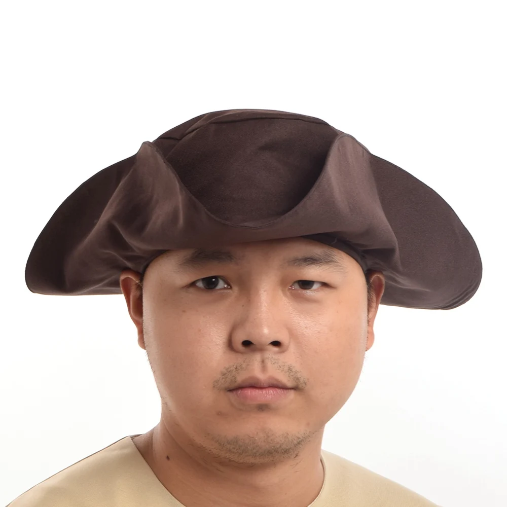 Halloween Party Men Cosplay Pirate Hat Brown Tricorn Headwearin
