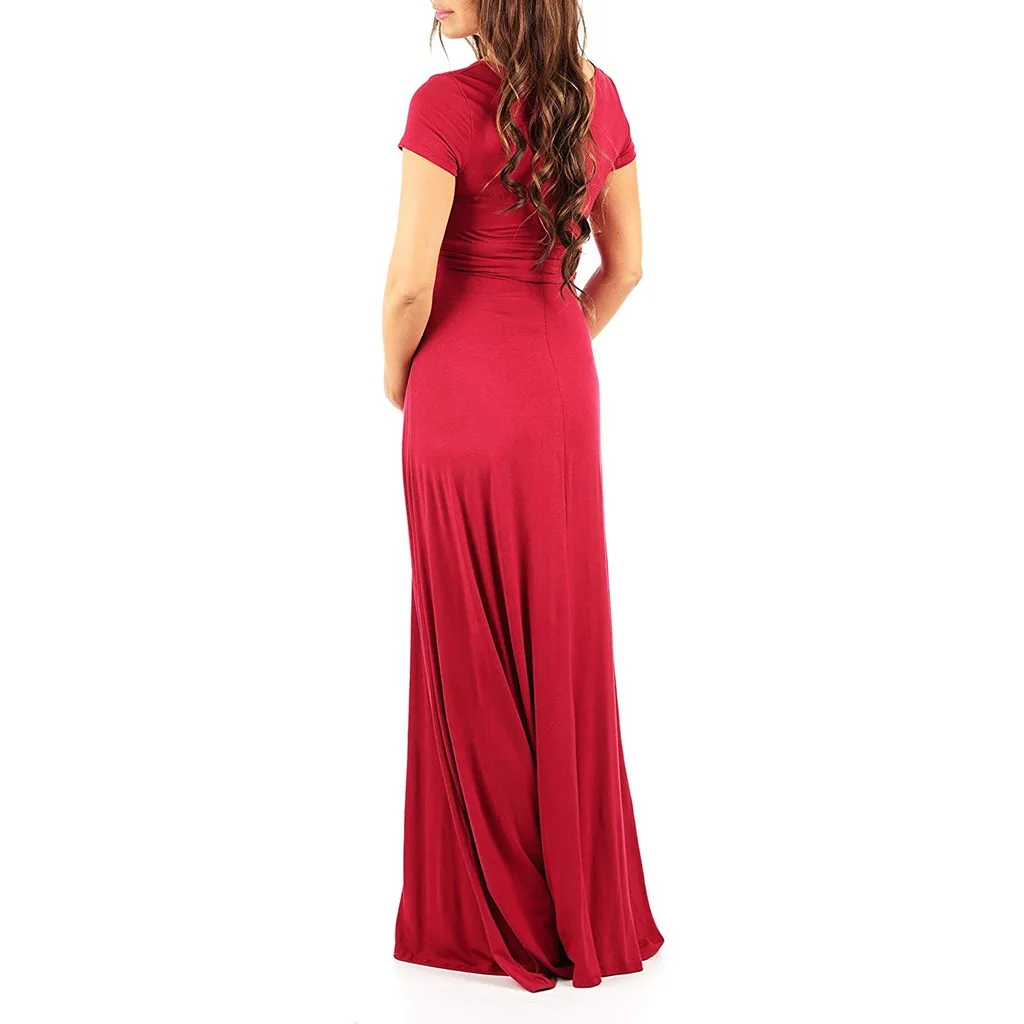 Женское платье с v-образным вырезом и короткими рукавами для беременных, Одноцветный сарафан для беременных, vestido gravida ropa lactancia