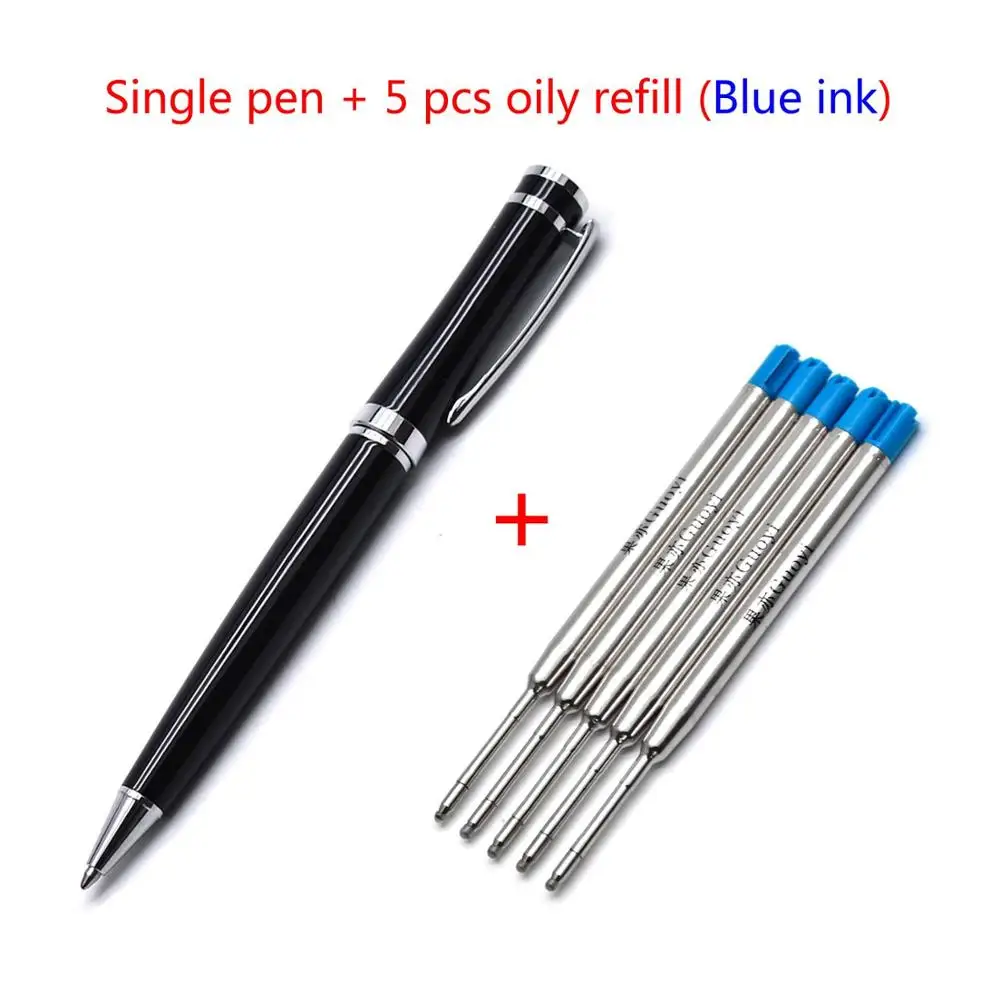 CCCAGYA C037 классическая металлическая шариковая ручка для обучения в офисе и школе канцелярский подарок; ручка& Отель бизнес принадлежности для письма - Цвет: Black-5 Blue refill