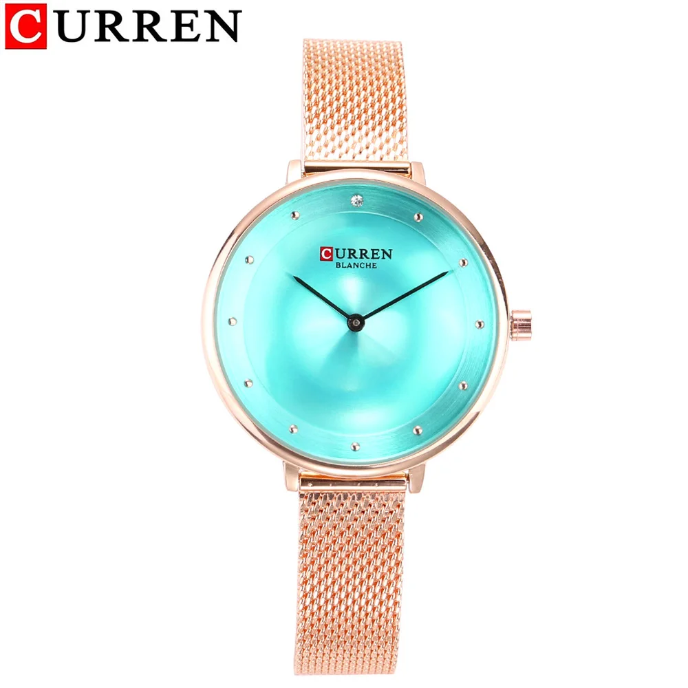 CURREN 9029 Female Quartz Watch Gem Dial Ultra-Thin Knit Strap Top Brand Female Luxury Wristwatch Girl Clock Relogio Feminino top brand (5)