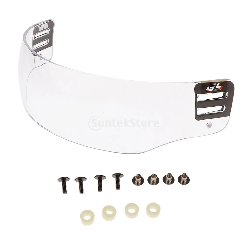 2 Pieces CE Certificated Anti-fog Anti-scratch Ice Hockey Helmet Visor Face Half Shield Including Mounting Accessories	