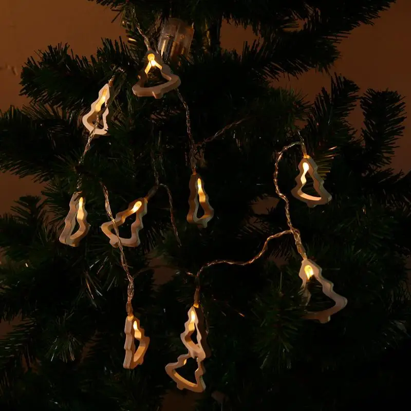 Рождественский светодиодный светильник-гирлянда, Деревянная Рождественская елка, украшения, подвесное украшение, Рождественское украшение для дома E5M1