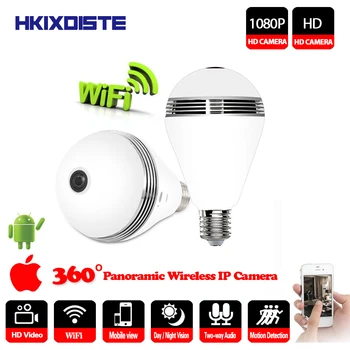 

HKIXDISTE HD Wifi IP Camera 1080P Bulb Light 360 Degree Panoramic Fisheye Camera Home Security 2MP Monitor Mobile View Infrared