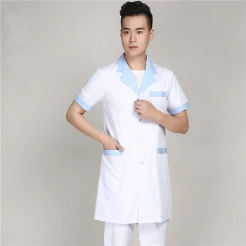 

2017 New Arrival Summer Men Short Sleeve Lab Coat Medical Gowns Hospital Overalls Dental Clinic Pharmacy Workwear Clothing