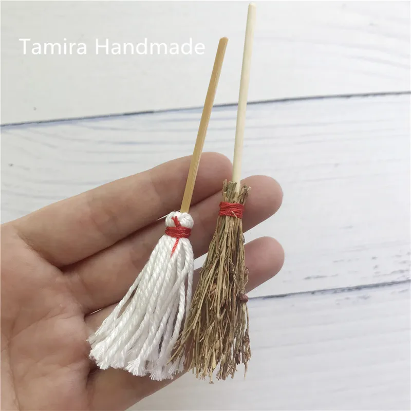 

1:12 miniature Mop Broom great gift for Kid Sliver colour Pretended Play Magic tooth fairy cleaning set