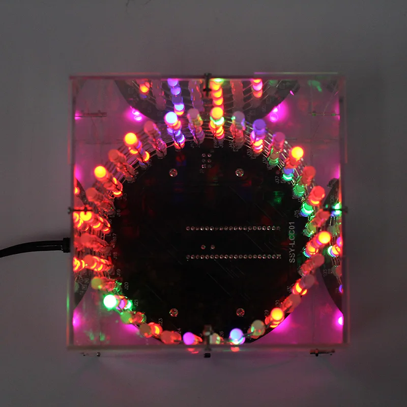 Красочный RGB светильник-мечта, круглый светодиодный DIY набор, музыкальный спектральный модуль 5 мм 8x32, точечный матричный светильник с оболочкой для подарка, куб, Набор для творчества