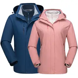 Для женщин зимние 3 в 1 Ветровка походная куртка для активного отдыха водостойкие пальто Кемпинг Треккинг лыжный флис куртки