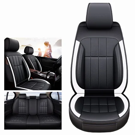 Передний+ задний) Универсальный кожаный чехол для сидений автомобиля для Audi всех моделей a3 a8 a4 b7 b8 b9 q7 q5 a6 c7 a5 q3 аксессуары для автомобиля - Название цвета: Black White Standred