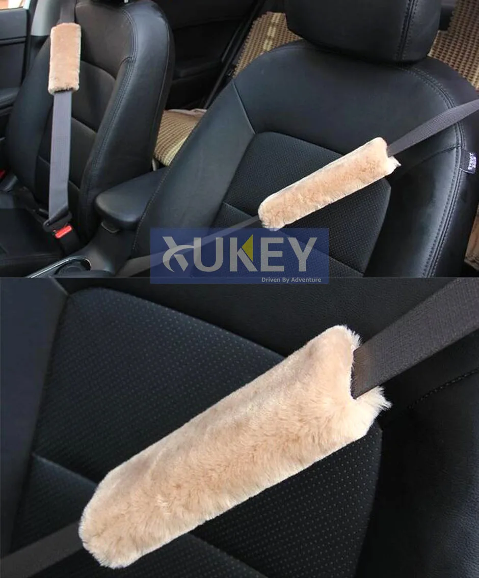 XUKEY из искусственной овчины, шерсти, меха, Авто Ремень безопасности, подплечники, чехол, зимний пушистый жгут, ремни безопасности, чехлы для сидений, стиль автомобиля, розовый