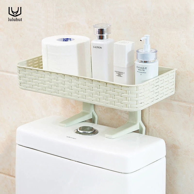 Luluhut Пластиковая Полка для ванной комнаты, настенный держатель для салфеток, многоразовый бесшовный туалет на присосках, полка для ванной, корзина для мыла