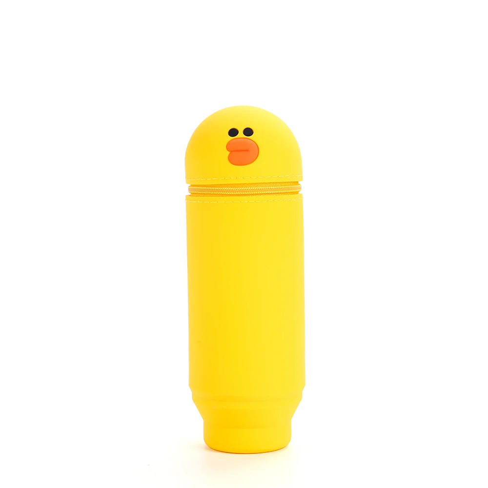 

Q UNCLE Pencil Case Telescopic Yellow Duck Pencil Bag 3D Cartoon Silica Gel Fashion Pen Case School Supplies Gift for Kids