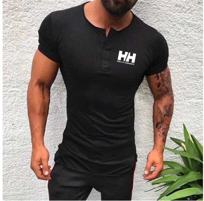 

Hot Selling SummerHELLY HAN Short Sleeve Men T Shirt Cotton Blended Solid Mens T-shirt Casual Slim Tee Shirt Homme