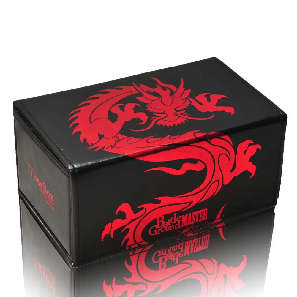 

TW Genniue Leather Half Open Red Dragon Deck Box Suitable for The Game King Face Showdown Hold 180m Cards